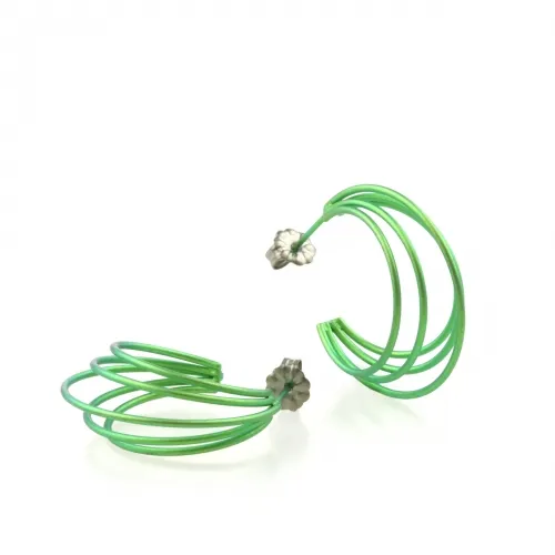 Large Wire Cage Green Hoop Earrings